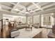Comfortable living room featuring a coffered ceiling, fireplace and open concept floor plan at 2845 Echols Rd, Cumming, GA 30041
