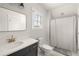 Bathroom featuring a white vanity, a shower with a curtain, and neutral wall color at 240 Mado Ln, Chattahoochee Hills, GA 30268