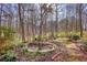 Backyard area with custom fire pit and stone pavers surrounded by mature trees at 5642 N Highway 212, Covington, GA 30016