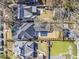 Aerial view showcases the property's layout with a pool, landscaped yard, and convenient parking at 733 Cherokee Se Ave, Atlanta, GA 30315
