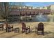 Exterior view of townhomes with fountain and seating at 200 River Vista Dr # 736, Atlanta, GA 30339