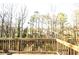 Wooden deck with scenic views of the surrounding trees and backyard at 1023 Hawk Creek Trl, Lawrenceville, GA 30043