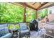 Cozy covered patio with comfortable seating and view of the backyard at 1351 Ashbury Park Dr, Hoschton, GA 30548