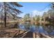 Scenic pond with a fountain surrounded by trees and greenery, perfect for enjoying nature's beauty at 1351 Ashbury Park Dr, Hoschton, GA 30548