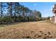 Large, undeveloped backyard featuring a line of trees and the side of a home in the distance at 2304 New Haven Pl, Conyers, GA 30094