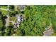 Expansive aerial view of an estate surrounded by dense trees, showcasing the pool and well-manicured grounds at 4520 Garmon Nw Rd, Atlanta, GA 30327