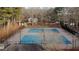 Aerial view of two outdoor tennis courts with a fence and trees in the background at 3916 Loch Highland Ne Pass, Roswell, GA 30075