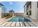 Gorgeous backyard pool with stone accents, outdoor structures, and lush greenery, ideal for a serene retreat at 245 Roycroft Ln, Fayetteville, GA 30214