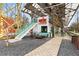 An outdoor community space with metal beams and a building with a staircase at 219 Howell Se Dr # A, Atlanta, GA 30316