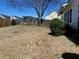 Spacious backyard with a tree, garden bed, and partial fencing at 1295 Leisure Lake Dr, Lawrenceville, GA 30044