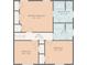 Upstairs floor plan with a main bedroom, two bedrooms, primary bath, and bath shown with dimensions at 610 Amberwood Pl, Euharlee, GA 30145