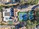 Aerial view of the community center featuring tennis courts, playground, and pool at 510 Covington Cv, Alpharetta, GA 30022