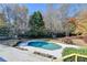 A large in-ground pool surrounded by mature trees with privacy at 3871 River Mansion Dr, Peachtree Corners, GA 30096