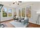 Bright sun room with hardwood floors and plenty of natural light provided by large windows at 4675 Allistair Dr, Cumming, GA 30040