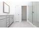 Bathroom with a glass shower and double vanity at 338 Olmstead Way # 35, Alpharetta, GA 30022