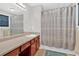The bathroom boasts neutral paint, updated fixtures, a shower and coordinating flooring at 258 Ridge Mill Dr, Acworth, GA 30102