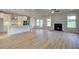 Open concept living area with modern fireplace, hardwood flooring, and natural light at 193 Haverling Pass, Hampton, GA 30228