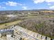 Picturesque aerial view of a residential community surrounded by lush greenery and mountain views at 4310 Cordova Ln, Cumming, GA 30028