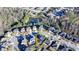 A home aerial showcases a home's backyard oasis, nestled in a serene neighborhood with lush surroundings, perfect for relaxation at 2640 Paddock Point Pl, Dacula, GA 30019