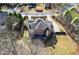 Aerial view of a home with a large backyard, deck, and mature landscaping at 350 Newcastle Dr, Alpharetta, GA 30009