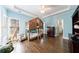 Blue-themed ' room with a playful treehouse bunk bed and hardwood flooring at 350 Newcastle Dr, Alpharetta, GA 30009