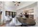 Bright open-concept living room with access to the kitchen and outdoor deck at 350 Newcastle Dr, Alpharetta, GA 30009