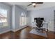 Office with hardwood floors, shutters and a large window at 7630 Glisten Ave # 304, Atlanta, GA 30328