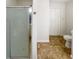 Clean bathroom with a glass-door shower and updated fixtures at 70 Wall St, Hampton, GA 30228