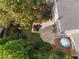 Aerial view of backyard, showing patio, landscaping and outdoor seating at 1824 Windemere Ne Dr, Atlanta, GA 30324