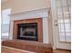 Close up of the fireplace with brick hearth at 104 Providence Dr, Carrollton, GA 30116