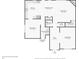 A detailed first floor plan illustrating the layout of the kitchen, living room, dining room, laundry and other rooms at 1811 Penny Nw Ln, Lawrenceville, GA 30043