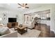 Inviting living room open to kitchen features hardwood floors and neutral decor for relaxation and entertaining at 1554 Pine Ct, Conley, GA 30288