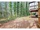 View of the backyard with mature trees and a covered porch at 2982 Huntshire Pl, Atlanta, GA 30340