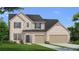 Charming two-story home with brick facade, well-manicured lawn, and a three car garage at 141 Compass Rd, Hampton, GA 30228