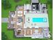Detailed overhead floor plan showcasing an open-concept living space with an outdoor pool at 4510 Muskogee Ct, Cumming, GA 30040