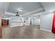 Basement with bar area, built-in shelving, and abundant space for recreation or entertainment at 3070 Corsair Curv, Cumming, GA 30040