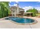 Inviting backyard pool with a waterfall feature and a shaded lounge area at 3070 Corsair Curv, Cumming, GA 30040