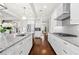 Contemporary kitchen featuring white cabinets, granite countertops, and a large island at 174 Kelly St, Norcross, GA 30071