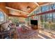 Bright sunroom featuring wood ceiling, many windows, and a comfortable seating area with a large rug at 1198 Seminary Dr, Marietta, GA 30064