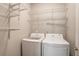 Well-organized laundry room featuring modern washer and dryer with wire shelving for ample storage at 1579 Eastern Sunrise Ln, Decatur, GA 30034