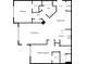 Detailed floor plan featuring a living room, kitchen, dining area, two bedrooms, and two bathrooms at 1250 Parkwood Se Cir # 2309, Atlanta, GA 30339