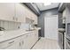Well lit kitchen area with white cabinets, grey walls, and white tiled floors at 2161 Peachtree Ne Rd # 508, Atlanta, GA 30309