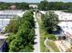 Aerial view of buildings interspersed with trees and a path; light traffic on the thoroughfare at 1052 Donnelly Sw Ave, Atlanta, GA 30310