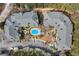 Aerial view showcasing the community layout, landscaping, and pool at 4100 Paces Se Walk # 2205, Atlanta, GA 30339
