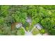 An aerial view of the property nestled among dense greenery, showcasing its secluded and private setting at 5500 Georgetown Sw Trce, Lilburn, GA 30047