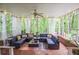 Relaxing screened porch with ample seating, ceiling fan, and views of wooded backyard at 5500 Georgetown Sw Trce, Lilburn, GA 30047