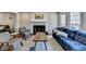 Spacious living room with hardwood floors, fireplace, blue sectional sofa, and lots of natural light at 2030 Habersham Trce, Cumming, GA 30041