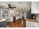 Spacious kitchen featuring modern lighting, stainless steel appliances, and butcher block countertops at 2870 Carla Nw Dr, Kennesaw, GA 30144