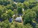 Aerial view of the house surrounded by green trees in a wooded neighborhood at 1893 Burning Tree Dr, Decatur, GA 30032