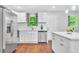Bright kitchen features stainless steel appliances, white cabinets, and marble backsplash and island at 1893 Burning Tree Dr, Decatur, GA 30032